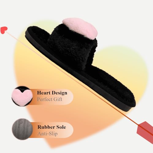 Crazy Lady Women's LOVE Slippers Fuzzy Fluffy Memory Foam House Shoes Open Toe Indoor and Outdoor (01/Pink, 6-7 M US) - Image 3