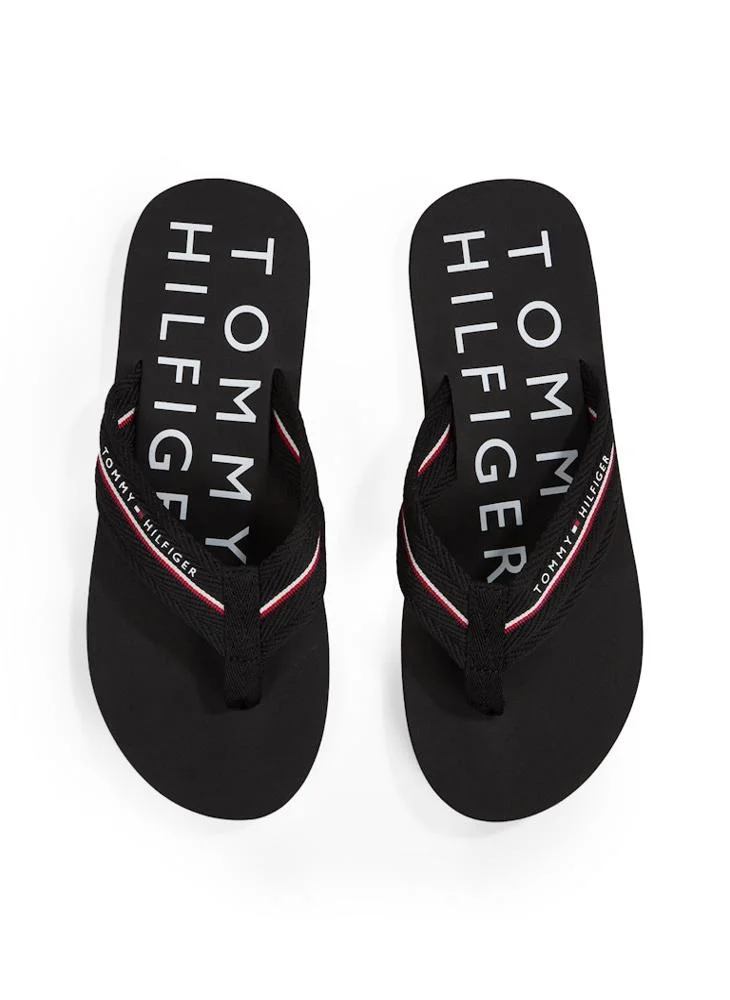 تومي هيلفيغر Monogram Thong Brach  Flip Flops