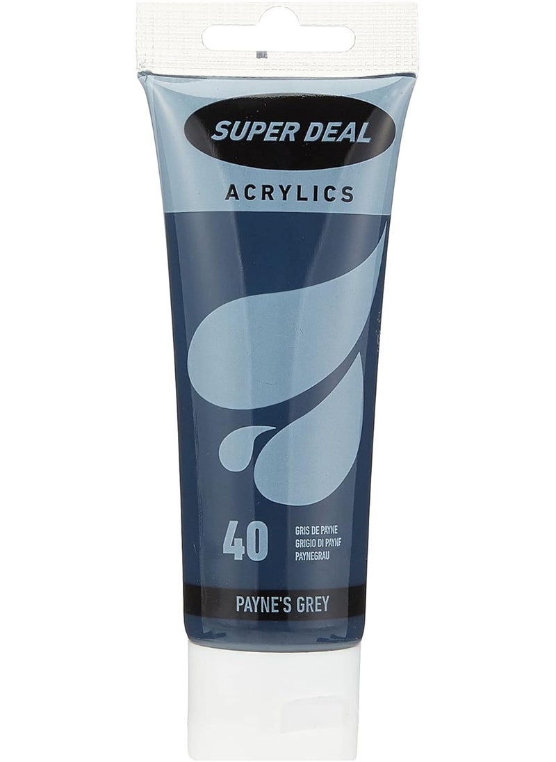 SUPER DEAL SUPER DEAL Acrylic Color Paint Tube 75ml Payne'S Grey 