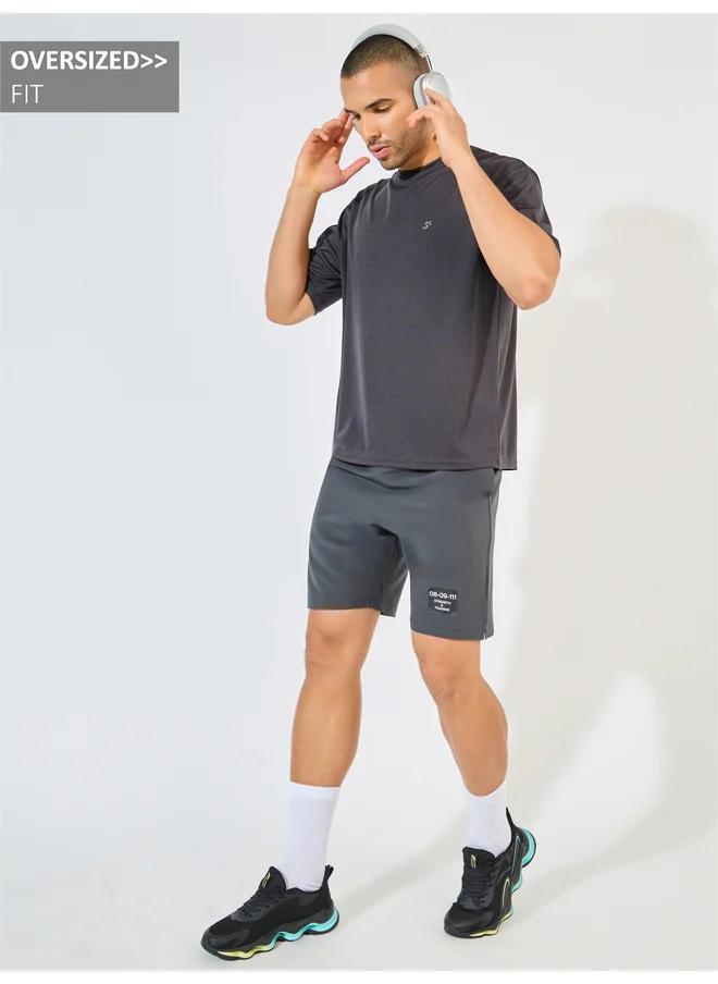 ستايلي Styli Soft Texture Knit Oversized Training T-Shirt and Workout Shorts Set