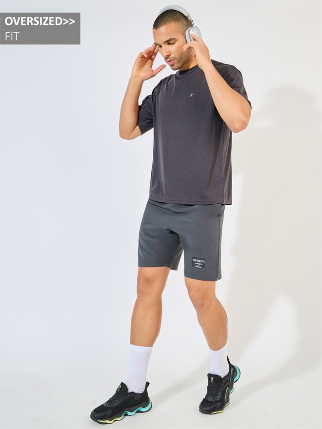 Styli Styli Soft Texture Knit Oversized Training T-Shirt and Workout Shorts Set  - Image 1