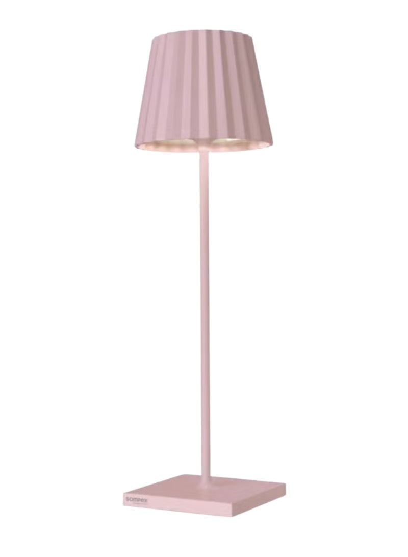 Sompex Troll 2.0 LED Table Lamp | IP54 (splash and dust proof) | 2 warm white light colours | Stepless touch dimmer | Wireless Indoor & Outdoor | Aluminium | Brightness memory | H 38 cm - Pink - Image 1