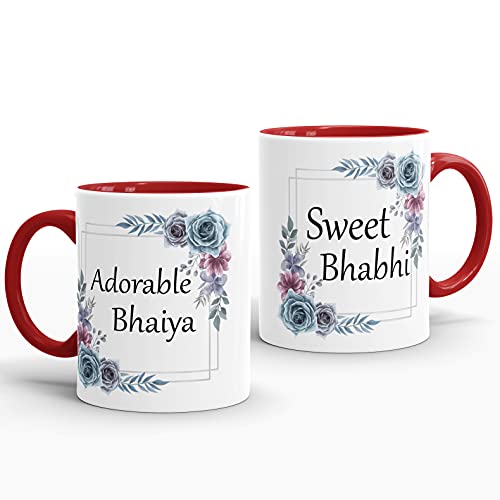 Gift Arcadia Adorable Brother & Bhabhi Rakhi Gift Pack with Coffee Mug- 2 Piece, Red, 330ml (RCOM016) - Image 3