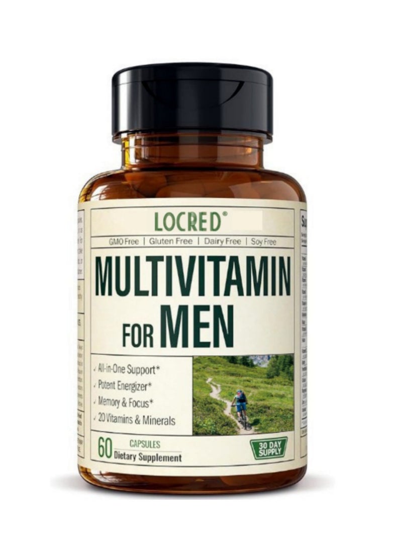 locred Multivitamin for Men - Daily Men's Multivitamins Supplement with Vitamin A, Vitamin C, Vitamin D, Vitamins E & B12, Zinc, Calcium, Magnesium & More for Energy and Immune Health Support. 30 Day Supply - Image 1