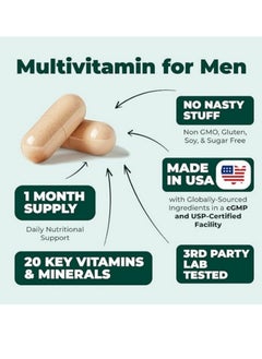locred Multivitamin for Men - Daily Men's Multivitamins Supplement with Vitamin A, Vitamin C, Vitamin D, Vitamins E & B12, Zinc, Calcium, Magnesium & More for Energy and Immune Health Support. 30 Day Supply  - Image 3