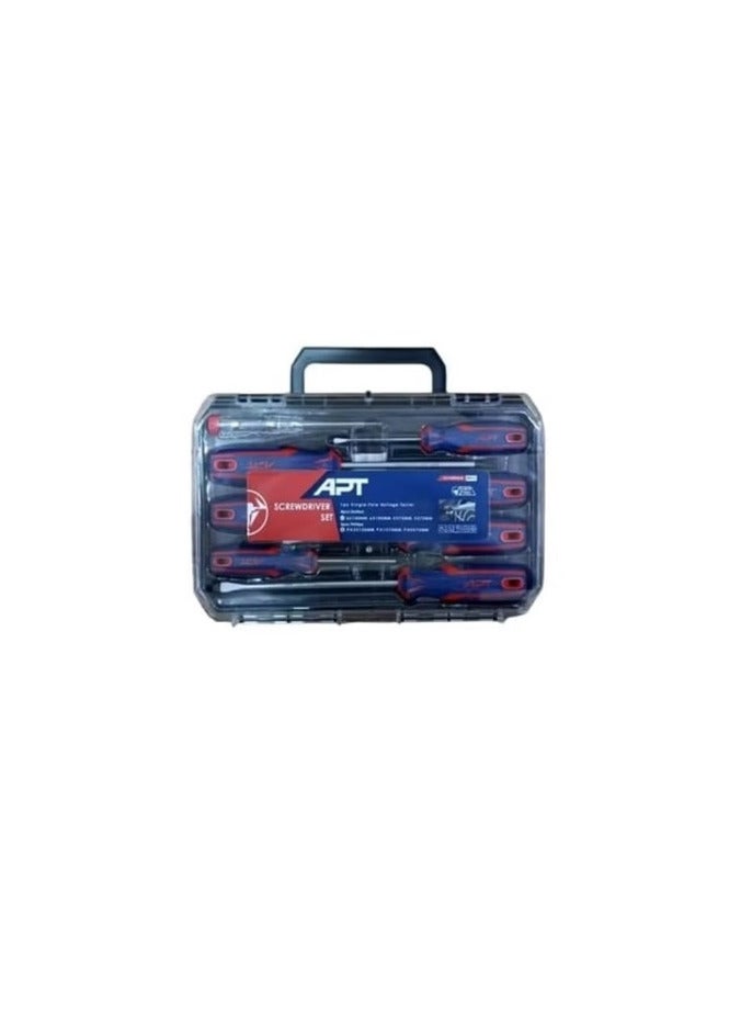 Apt 7-piece screwdriver set + test screwdriver, plastic bag 