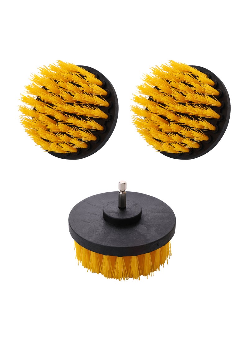 لوازم طقم فرشة تنظيف دريل 4 بوصة مكون من 3 قطع مع شعيرات نايلون قوية وقاعدة تثبيت سريعة - مثالية لتنظيف الفواصل والبلاط والأحواض وأرضيات الحمام والمطابخ والسياراتv - Image 1