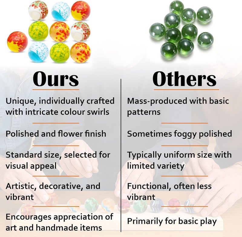 ARSUK Premium Handmade Glass Shooter Marbles – Set of 10 Large 25mm / 1-Inch Decorative Dotted Marbles – Assorted Colors for Crafts, Vase Fillers, Games & Home Décor - Image 3