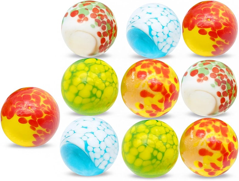 ARSUK Premium Handmade Glass Shooter Marbles – Set of 10 Large 25mm / 1-Inch Decorative Dotted Marbles – Assorted Colors for Crafts, Vase Fillers, Games & Home Décor - Image 1