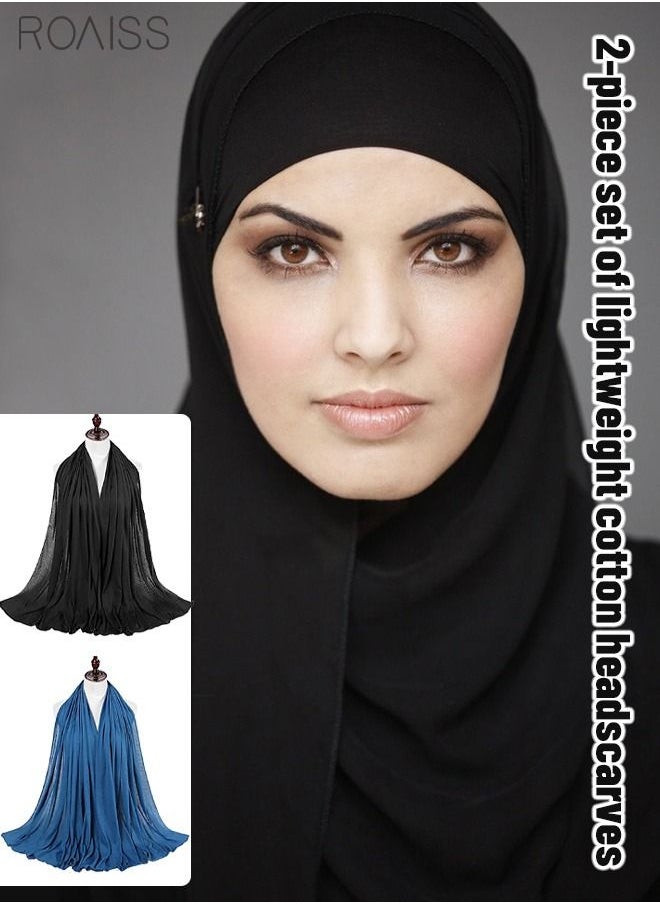roaiss - Women'S Fashionable Dust Headscarf 2 Pieces Set Multipurpose Magic Headscarf Fashion Hot Diamond Sarong Gradient Headscarf - Image 1