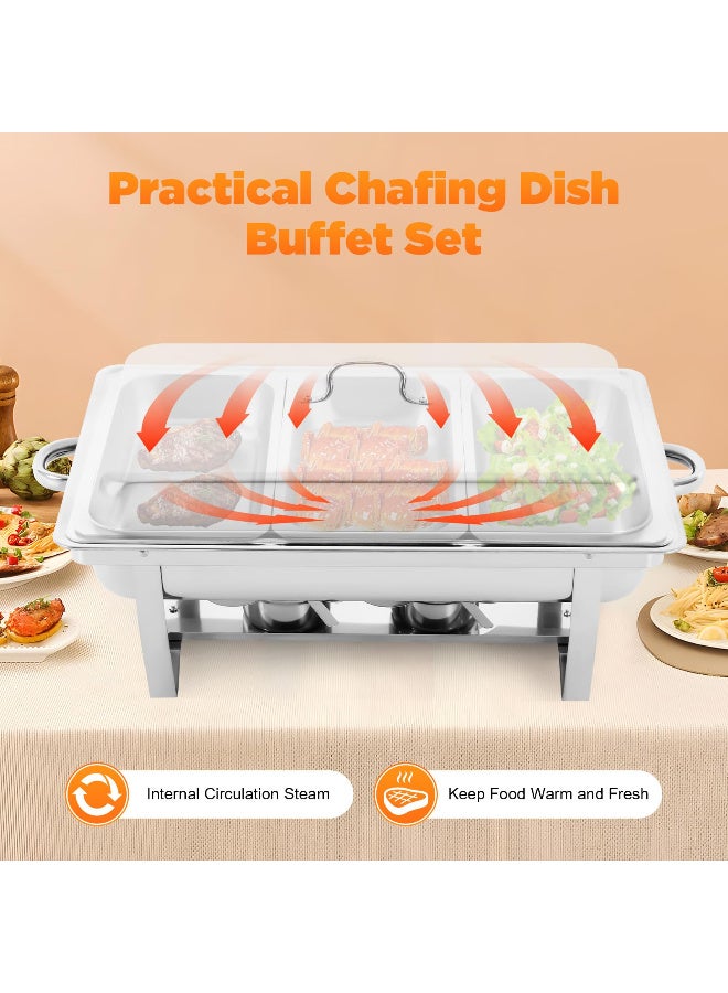 ZERIFAM Chafing Dish Buffet Set, 3 Grid Stainless Steel Warming Container,  Food Warmer, Heat Container, Chafing Dishes, for Catering, Buffet and Party, with Water Pan/Food Pan/Lid/Folding Frame/Alcohol Oven - Image 5