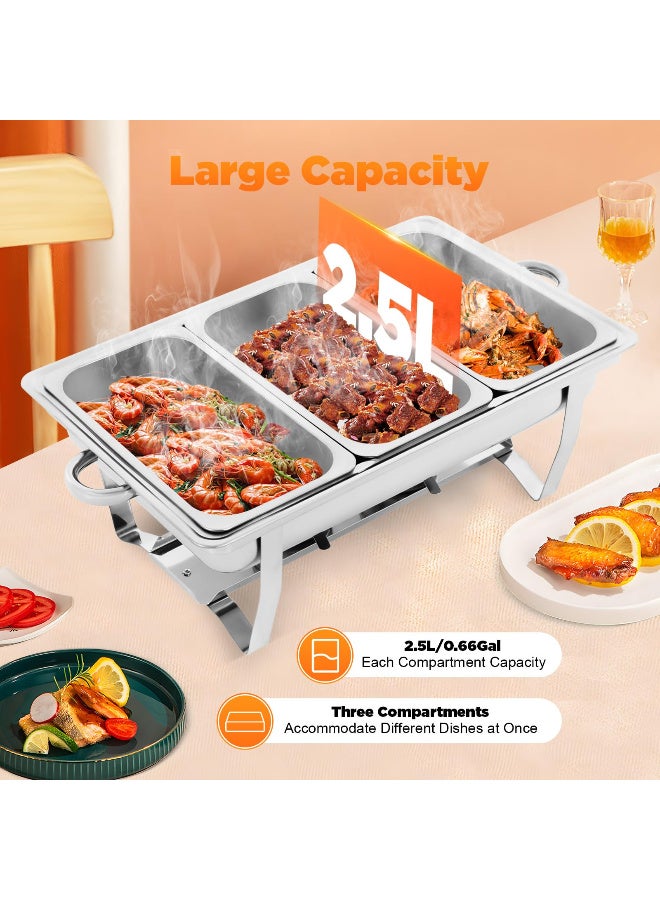 ZERIFAM Chafing Dish Buffet Set, 3 Grid Stainless Steel Warming Container,  Food Warmer, Heat Container, Chafing Dishes, for Catering, Buffet and Party, with Water Pan/Food Pan/Lid/Folding Frame/Alcohol Oven - Image 3