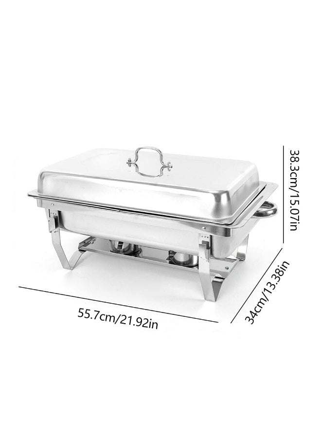 ZERIFAM Chafing Dish Buffet Set, 3 Grid Stainless Steel Warming Container,  Food Warmer, Heat Container, Chafing Dishes, for Catering, Buffet and Party, with Water Pan/Food Pan/Lid/Folding Frame/Alcohol Oven - Image 2