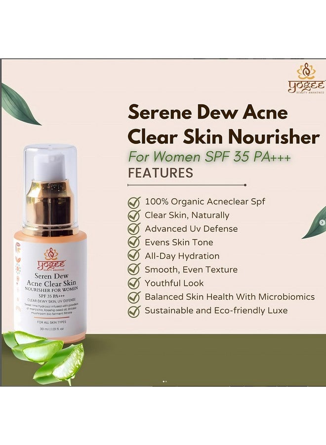 YOGEE Natural Acne Clear Skin Nourisher Face Serum Gel with SPF 35 PA+++ | 30ml | Anti Acne, Spot Reduction, Brightening Serum, Sweet Lime, Rosehip Oil, Moisturizer, Travel Lotion for Women & Girls - Image 3