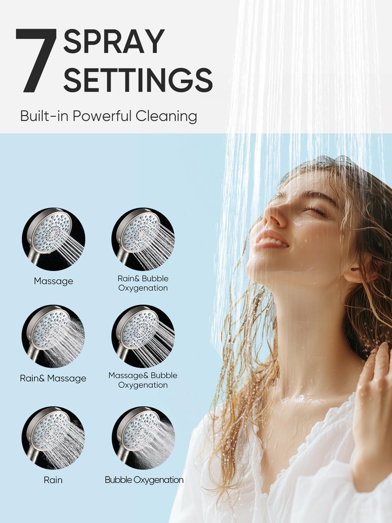 Cobbe Filtered Shower Head with Handheld, High Pressure 7-mode Showerhead with Filters for Hard Water - Remove Chlorine - Reduces Dry Itchy Skin, Patented Paddle Shift Design, Brushed Nickel - Image 5