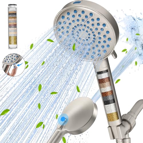 Cobbe Filtered Shower Head with Handheld, High Pressure 7-mode Showerhead with Filters for Hard Water - Remove Chlorine - Reduces Dry Itchy Skin, Patented Paddle Shift Design, Brushed Nickel - Image 1