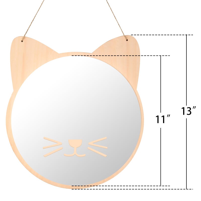 iCAGY Plastic Kids Mirror for Wall - Kids Safety  Hanging  Acrylic  Non-Glass and Unbreakable - Cat Decoration Mirror for Kid's Playroom 11"" - Image 5