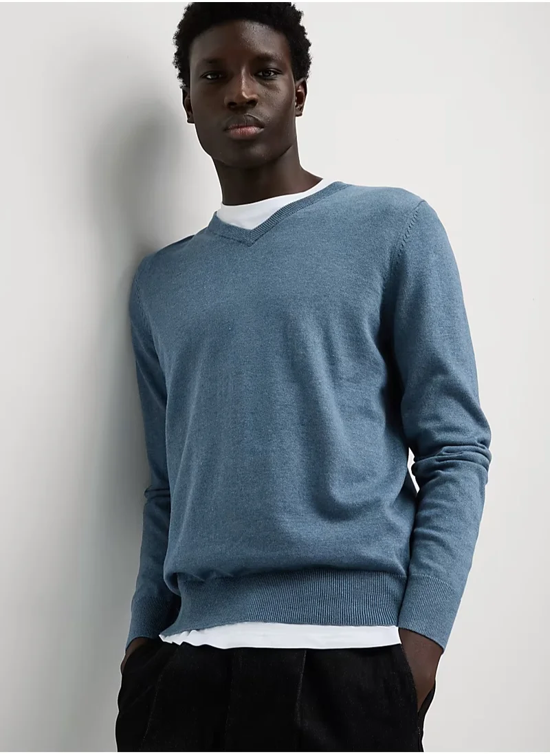 Marks & Spencer Pure Cotton V-Neck Knitted Jumper