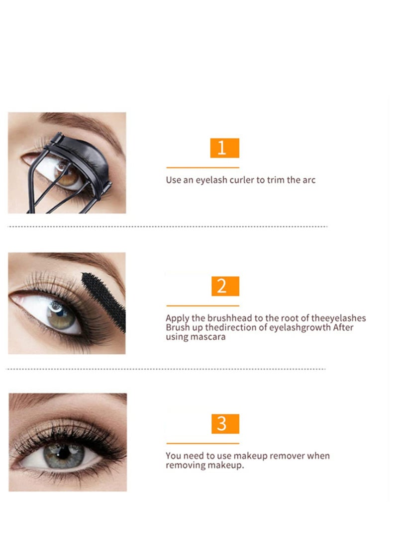 SYOSI Black Mascara for Eyelashes 4D Silk Fiber Lash Waterproof Long Lasting Lash Extensions Mascara Smudge Proof Washable Volume Lengthening Mascara Defining Curling Soft Silicone Brush - Image 4