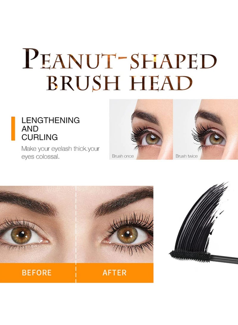 SYOSI Black Mascara for Eyelashes 4D Silk Fiber Lash Waterproof Long Lasting Lash Extensions Mascara Smudge Proof Washable Volume Lengthening Mascara Defining Curling Soft Silicone Brush - Image 3