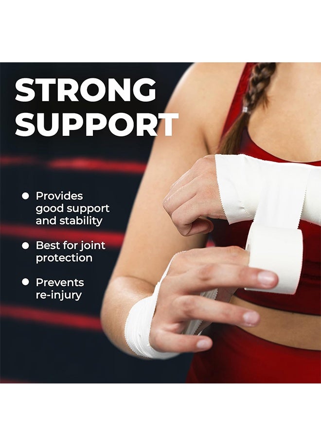 3 Pack Premium White Athletic Tape for Injuries and 1 Pack Pre Wrap Tape, Easy Tear & No Sticky Residue Foam Bandage, Sport Pre wrap Athletic Tape for Soccer, Gymnastics, Boxing - Image 2
