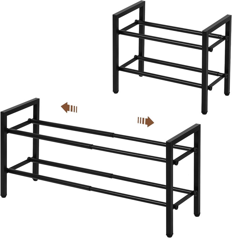 SALADAYS 2-Tier Expandable Shoe Rack, Adjustable Shoe Storage Shelf Organizer, Sturdy and Durable Metal Structure Free Standing Shoe Rack for Closet Entryway Doorway(Black) - Image 1