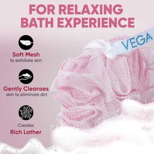 Vega Everyday Bath Sponge | Body Scrubber for Men & Women | Soft Loofah for Gentle Cleansing & Exfoliation | For Exfoliating & Cleansing Skin |For Women & Men | BA-3/10 - Image 2