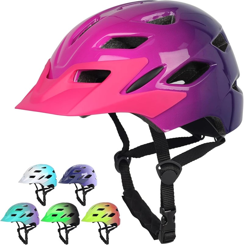 Bavilk Kids Bike Helmet, Kids Boys Girls Bike Helmets with LED Light Detachable Visor Children Youth Teen Multi-Sport for Skating Cycling Scooter Skateboard Adjustable & Lightweight 19.7"-22.4" - Image 1