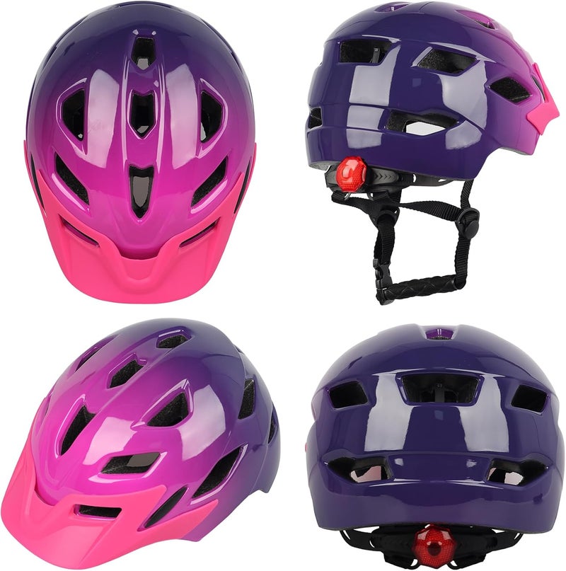 Bavilk Kids Bike Helmet, Kids Boys Girls Bike Helmets with LED Light Detachable Visor Children Youth Teen Multi-Sport for Skating Cycling Scooter Skateboard Adjustable & Lightweight 19.7"-22.4" - Image 2