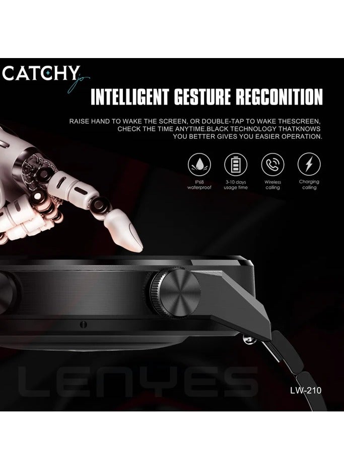 LENYES LW 210 SMART WATCH 1.46 INCHES ZINC ALLOY WATCH BAND,BLACK - Image 3