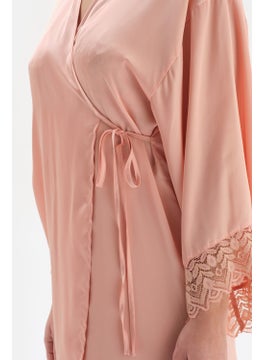 dagi Salmon Lace Detailed Front Tie Dressing Gown  - Image 3