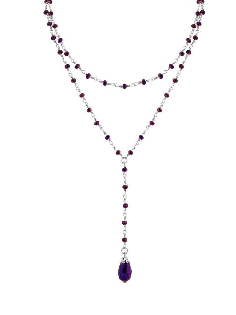 Sacina Gothic Layered Dainty Purple Beaded Teardrop Y Necklace, Gothic Necklace, Goth Jewelry, Christmas Jewelry Gift for Women - Image 1