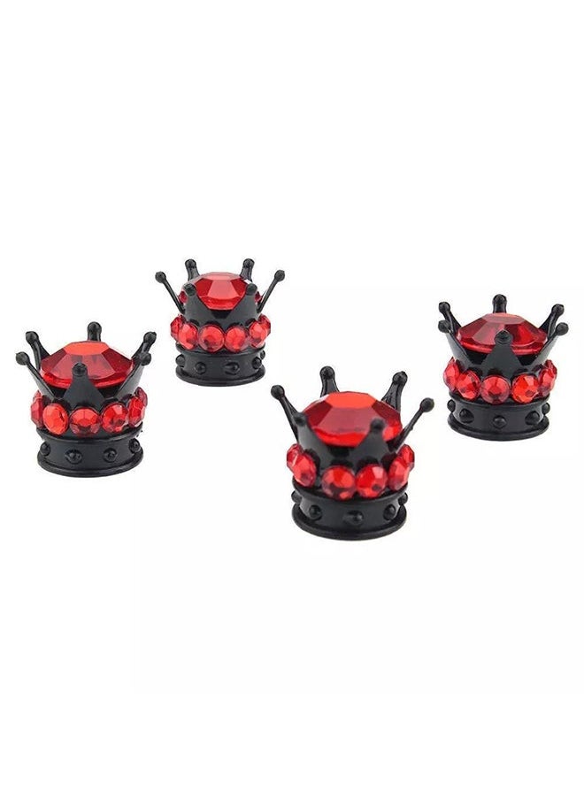 NIBEMINENT 4-Piece Silver Crown Diamond Tyre Valve Caps  - Image 1
