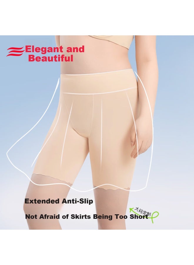 Gracewell Plus Size Safety Shorts For Women, Ice Silk Extended Fat MM Summer Anti-glare Underwear Anti-chafing Leggings Shorts - Image 4