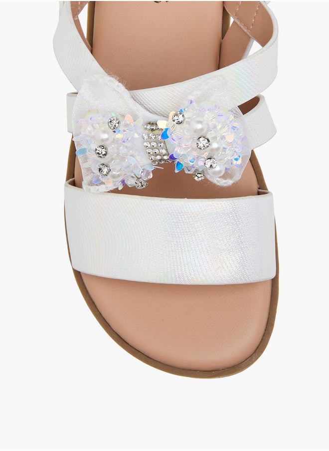 JUNIORS Girls Solid Open Toe Sandals with Hook and Loop Closure  - Image 3