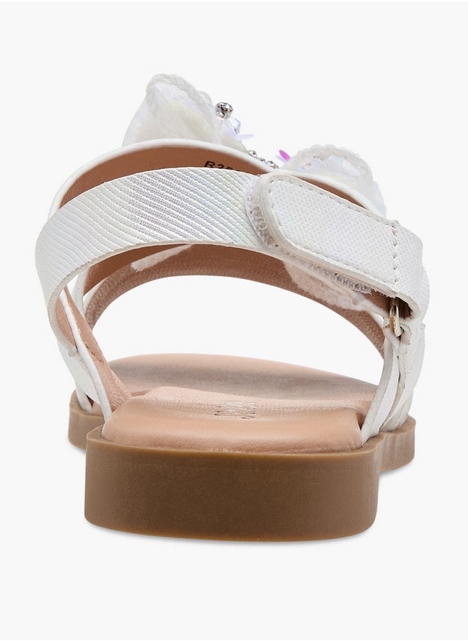JUNIORS Girls Solid Open Toe Sandals with Hook and Loop Closure  - Image 4