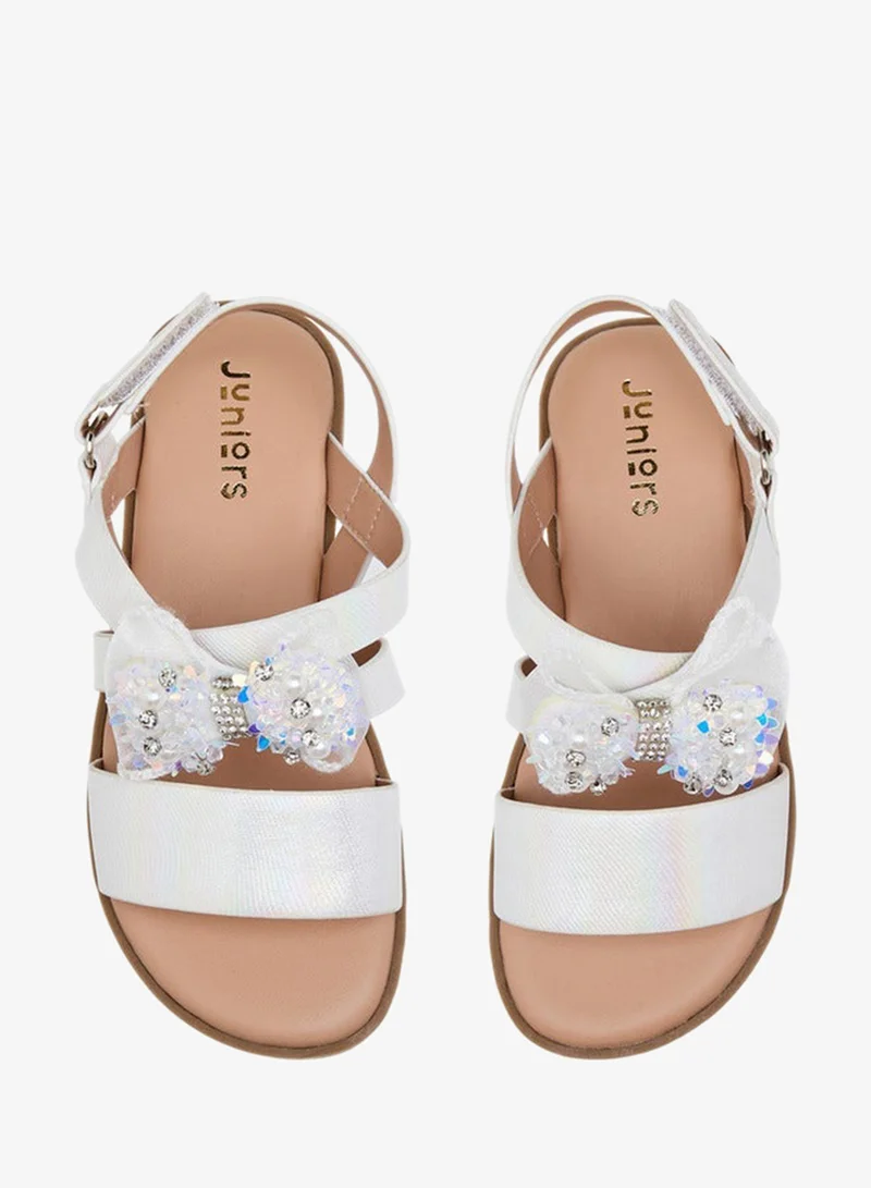 JUNIORS Girls Solid Open Toe Sandals with Hook and Loop Closure