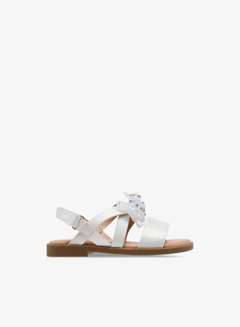 JUNIORS Girls Solid Open Toe Sandals with Hook and Loop Closure