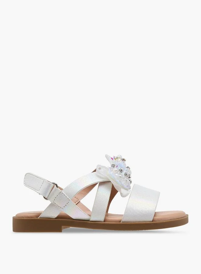 JUNIORS Solid Open Toe Sandals With Hook And Loop Closure