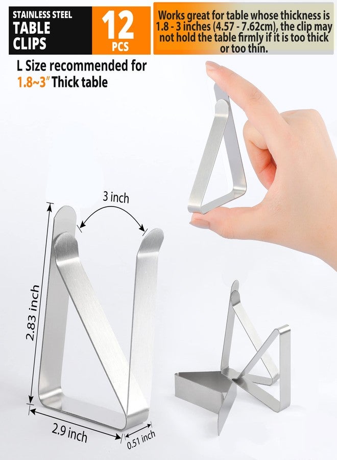 Clipra Large Tablecloth Clips [USA Based Brand]- 12 Pack Stainless Steel, Rust Proof Table Cloth Holding Clip - Perfect for Folding, Picnic, Party, and Outdoor Tables-Fits for 1.8~3 Inch Thick Table - Image 2