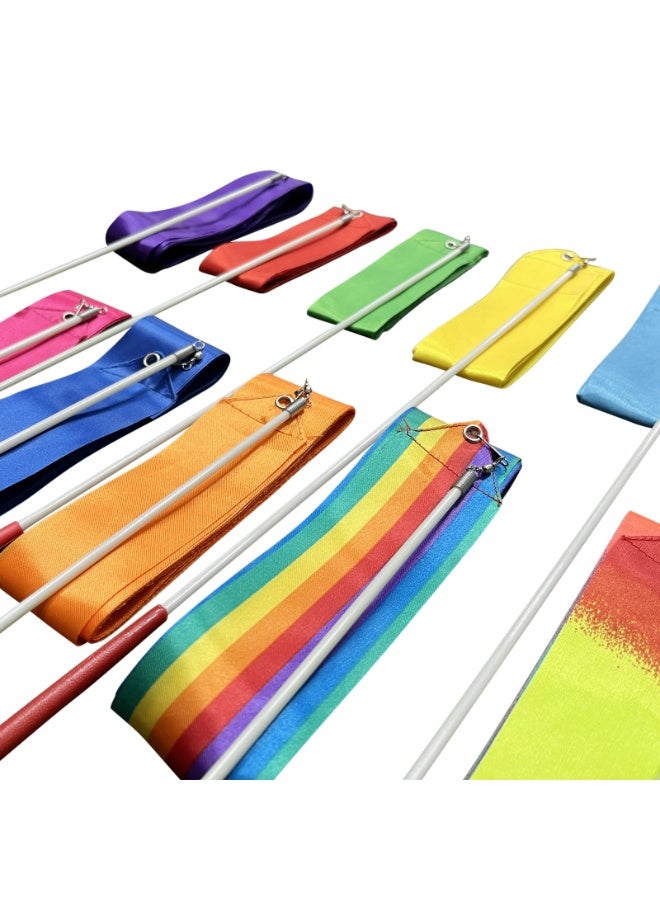 Gymnastics ribbons, performance ribbons, 4-meter-long children's and adult performance competition props, 10 sets of silk ribbons - Image 1