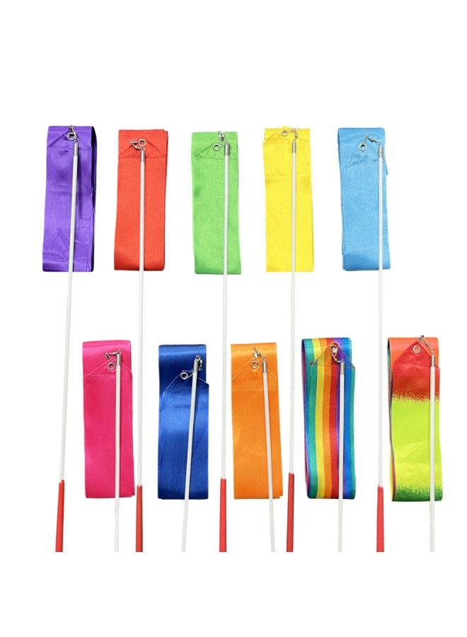 Gymnastics ribbons, performance ribbons, 4-meter-long children's and adult performance competition props, 10 sets of silk ribbons - Image 2