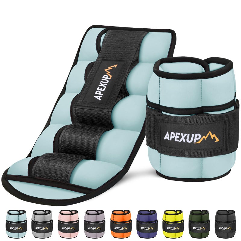 APEXUP 10lbs/Pair Adjustable Ankle Weights for Women and Men, Modularized Leg Weight Straps for Yoga, Walking, Running, Aerobics, Gym, Physical Therapy (Pastel Blue) - Image 1