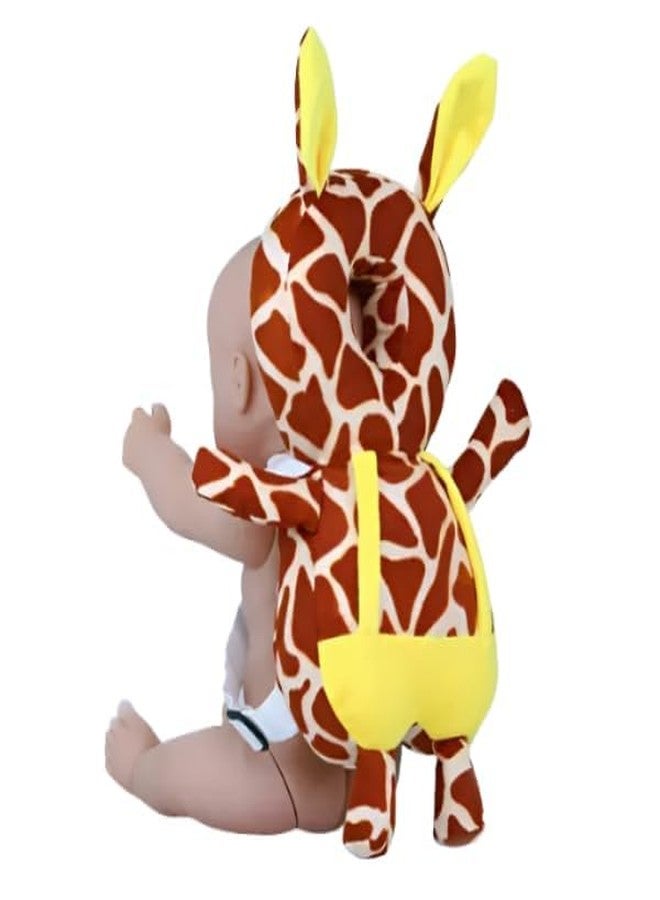 DAGDIYA Baby Head Protector Cushion – Soft Plush Fall Protection Helmet for Babies & Toddlers, Adjustable Shoulder Straps, Early Learning Safety Toy (Yellow & Brown) - Image 1