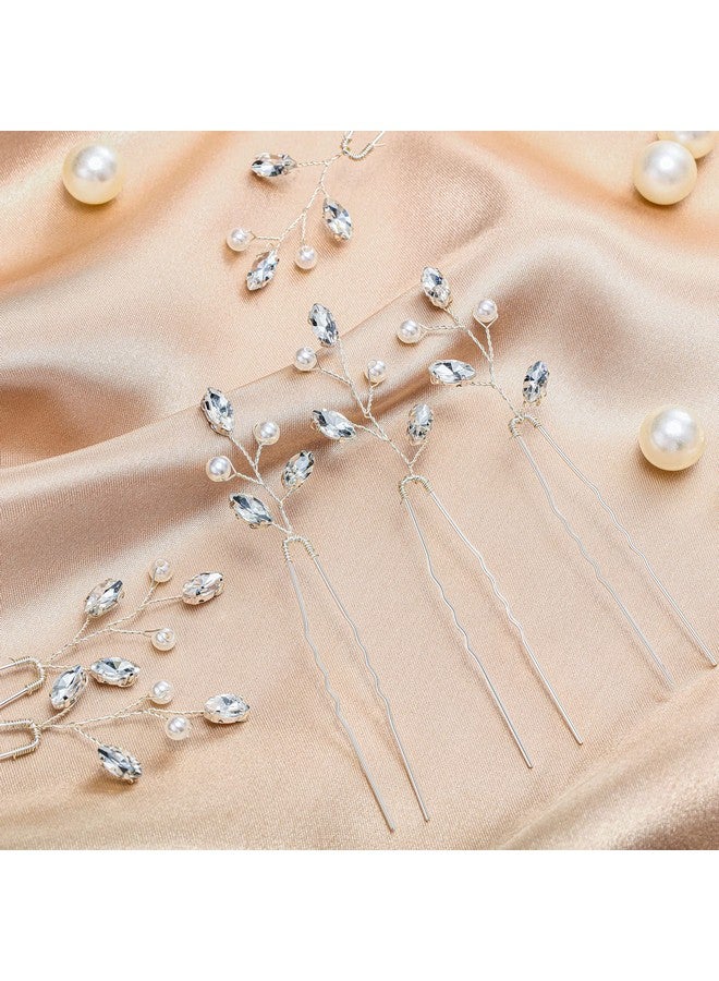 Luinabio 12 Pcs Crystal Bride Hair Pins Bridal Wedding Pearl Rhinestone Hair Pieces Vintage Wedding Hair Accessory Party Hair Pins For Women Bridesmaids(Silver) - Image 5