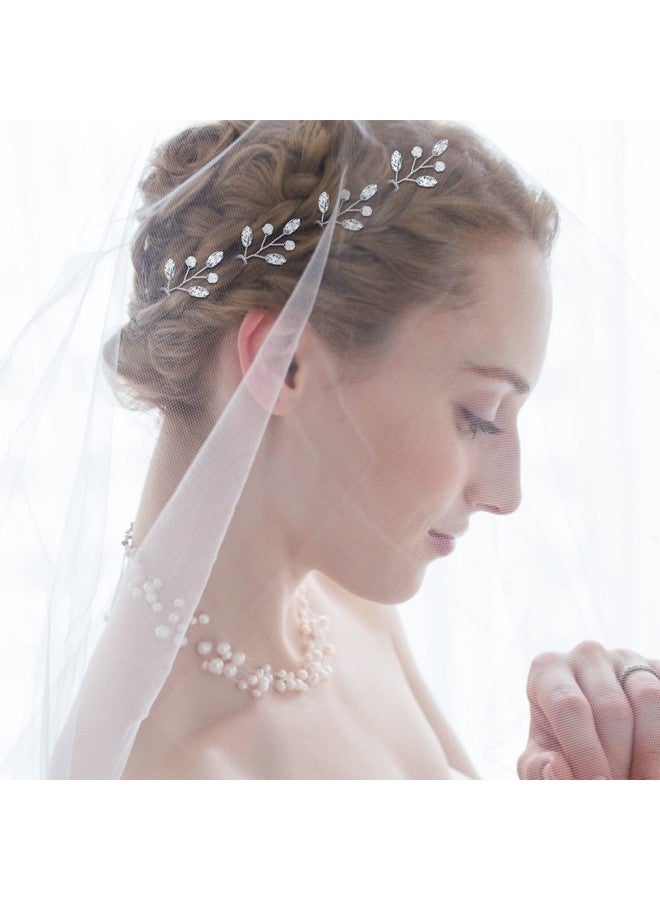 Luinabio 12 Pcs Crystal Bride Hair Pins Bridal Wedding Pearl Rhinestone Hair Pieces Vintage Wedding Hair Accessory Party Hair Pins For Women Bridesmaids(Silver) - Image 4