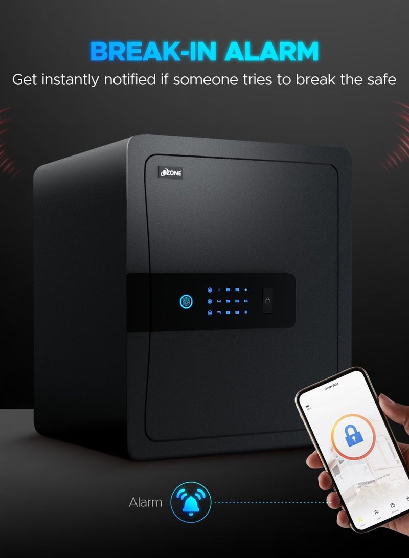 أوزون خزانة آمنة سعة 45 لتر مزودة بتقنية Wi-Fi من Ozone مع فتح قفل 4 في 1 (بصمة الإصبع، كلمة المرور، تطبيق الهاتف المحمول، مفتاح الطوارئ) - سبائك الصلب - Image 2