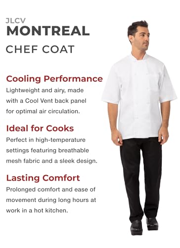 Chef Works Men's Montreal Cool Vent Chef Coat, White, Medium - Image 2