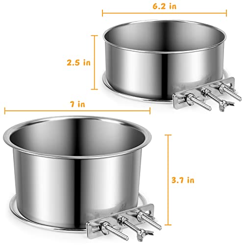 ShineMe Stainless Steel Dog Bowls, ShineMe 40oz & 60oz No Spill Dog Crate Water and Food Bowls with Hanging Hook for Kennel, Cage and More, 7.0 x 3.7” & 6.2 x 2.5” Feeder Dish for Large and Medium Dogs - Image 2