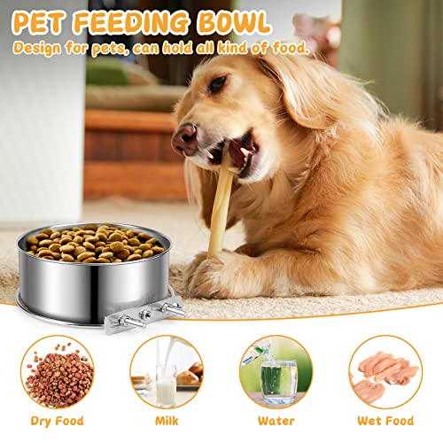 ShineMe Stainless Steel Dog Bowls, ShineMe 40oz & 60oz No Spill Dog Crate Water and Food Bowls with Hanging Hook for Kennel, Cage and More, 7.0 x 3.7” & 6.2 x 2.5” Feeder Dish for Large and Medium Dogs - Image 4